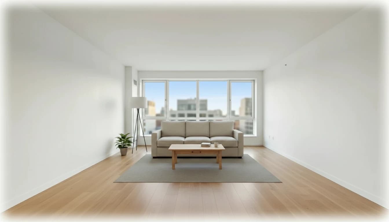 Plain living room before AI redesign
